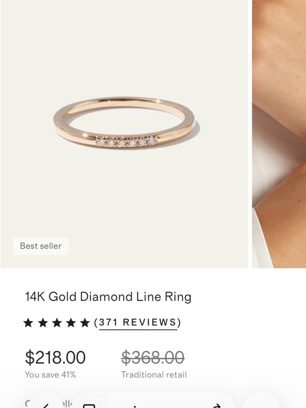 Quince 14K Gold Diamond Line Ring - Gold size 9